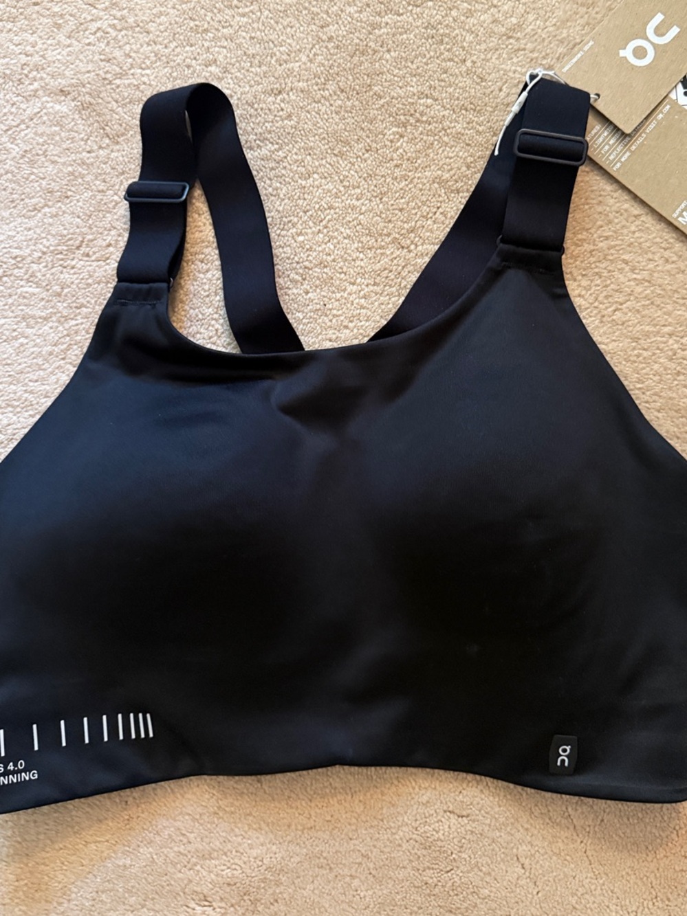 On Running Black High-Support Sports Bra with Adjustable Straps size L NWT